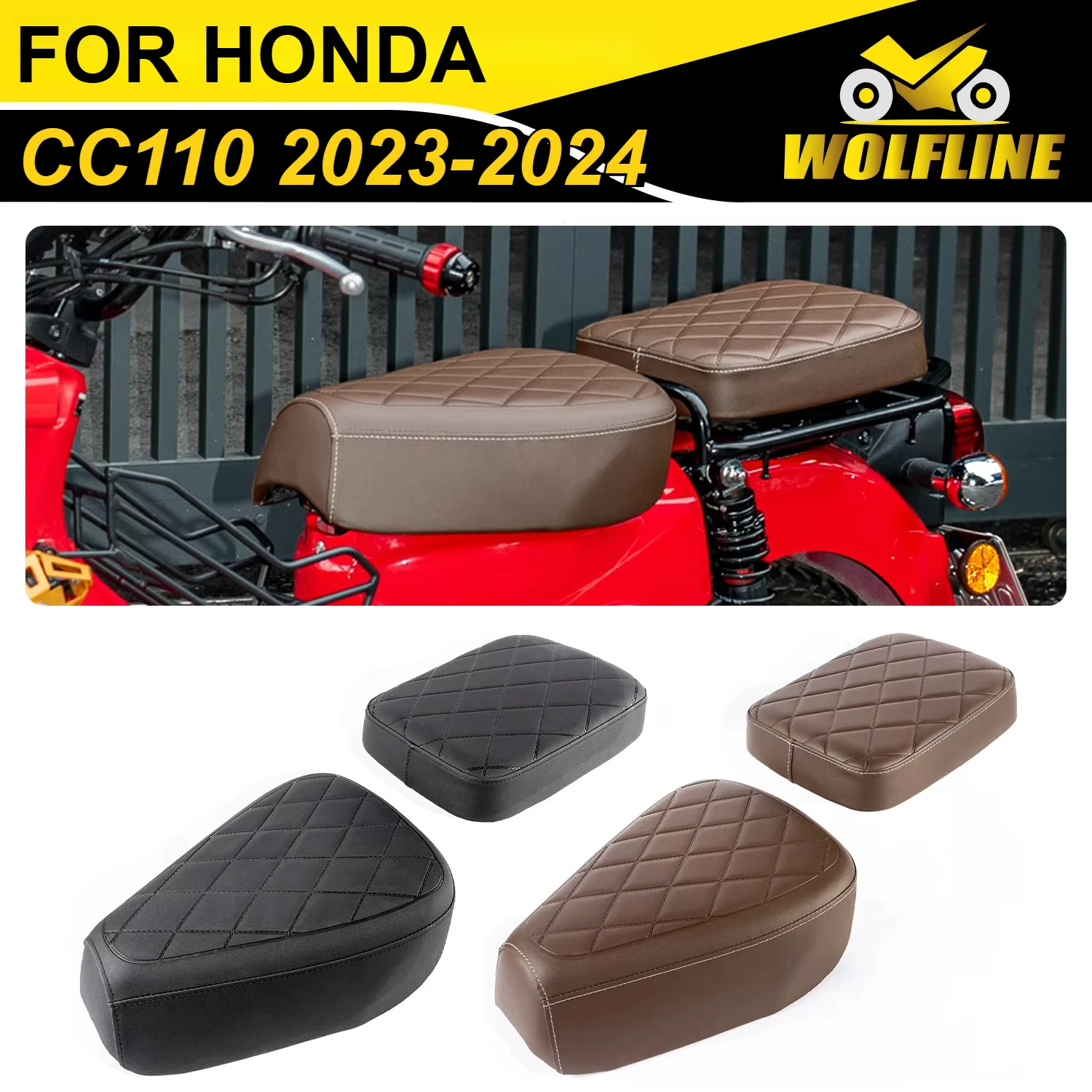 Wolf Line Motorcycle Front Seat Rear Pillion Pad for Honda Cross Cub 110 CC110 2023 2024