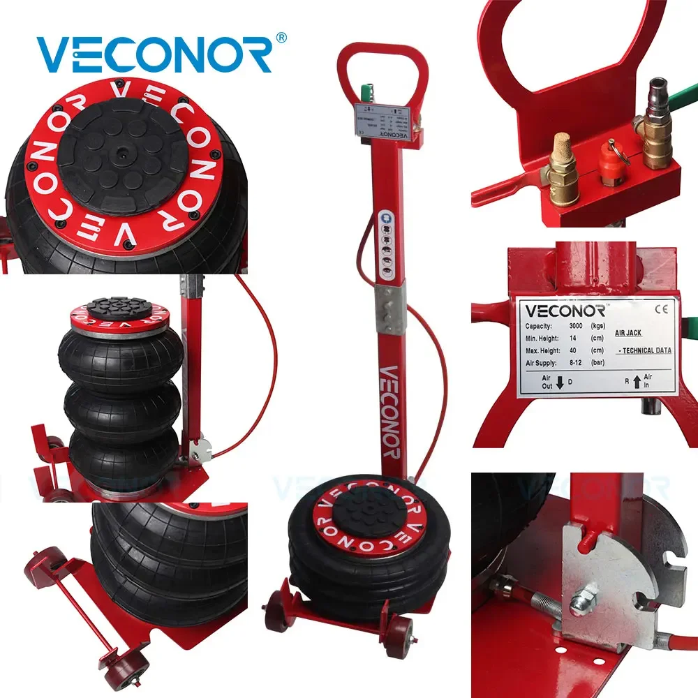 3Tons Pneumatic Car Jack Portable Lifting Equipment Triple Stage Bag 6600LBS Air Jack Stands Inflatable Lift Machine Tire Change