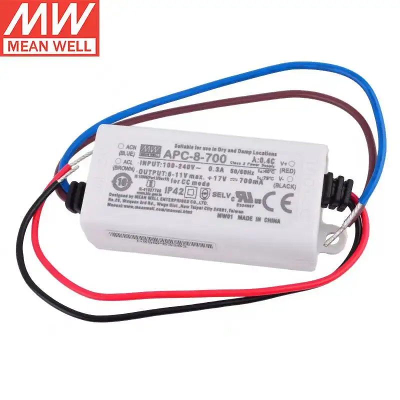 

Taiwan meanewll APC-8-700 700mA 8W Single Output Constant current Switching Power Supply LED driver Brand New Original Authentic