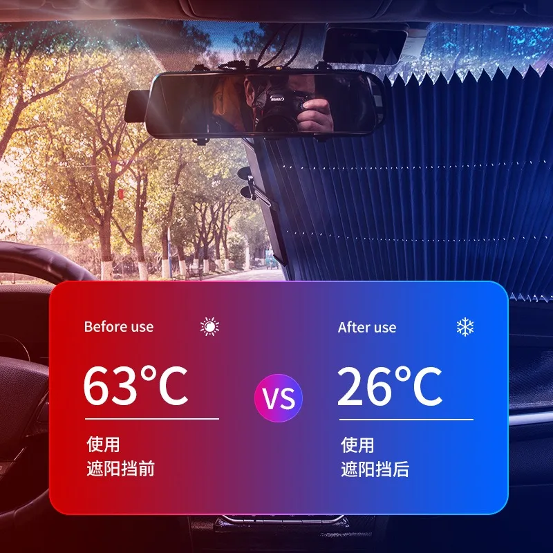 Automobile sunscreen and heat insulation, automatic telescopic folding sunshade in the car, louver sunshade