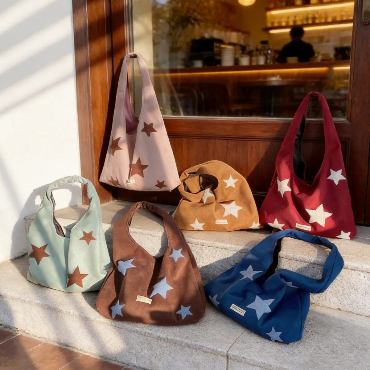 Women's shoulder bag with thick suede and color five-pointed star large capacity simple women's handbag crossbody bag