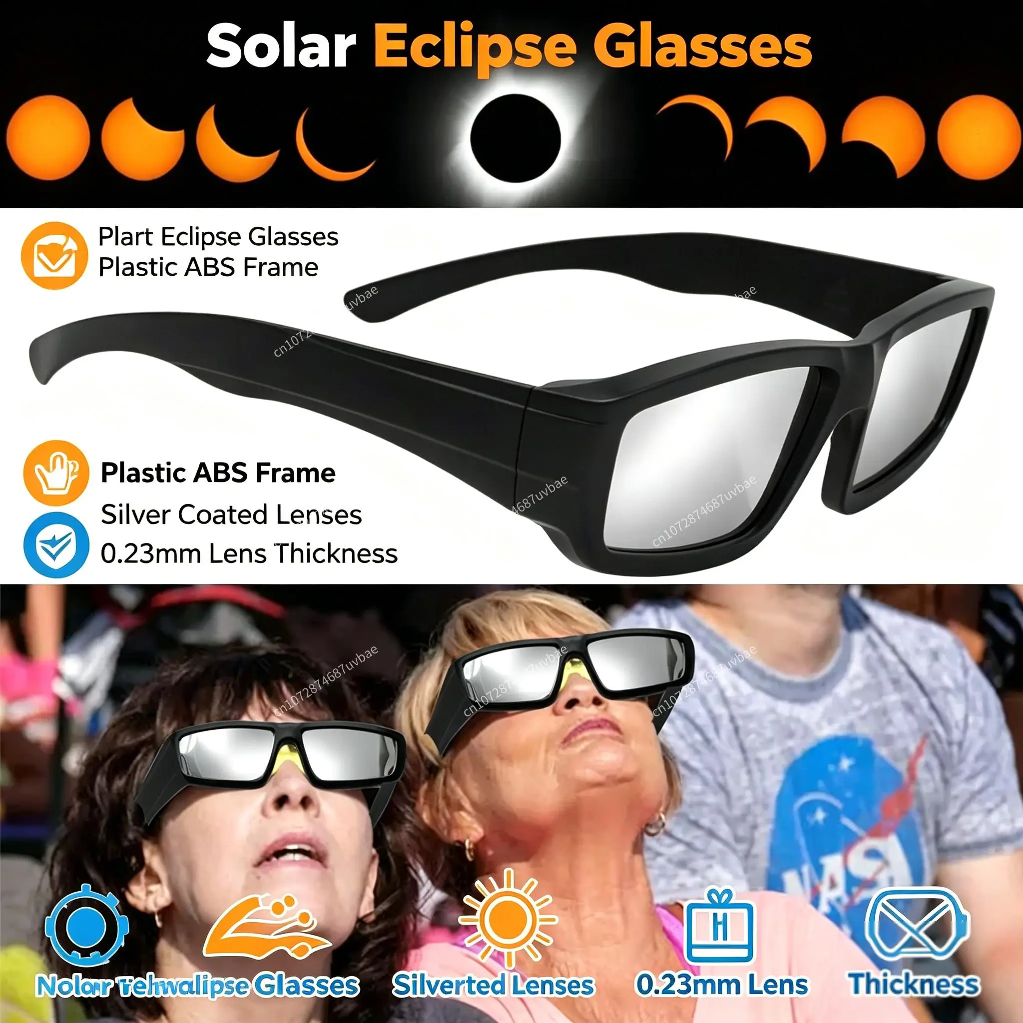1-10PCS Solar Eclipse Glasses Safe Shades ISO Certified Safety Sun Viewing Paper Glasses AAS Approved 2024 Eclipse Glasses