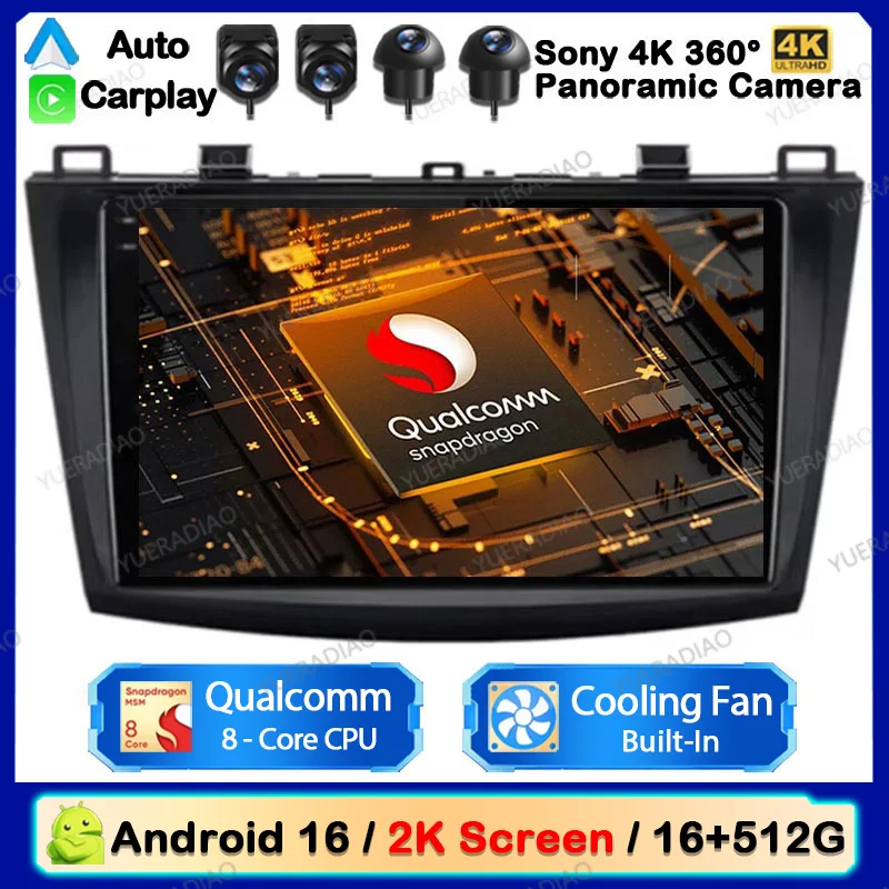 Android 16 Car Radio For Mazda 3 2009 2010 2011 2012 2013 Multimedia Video Player 4G WIFI GPS NAVI Carplay Auto Head Unit DSP BT