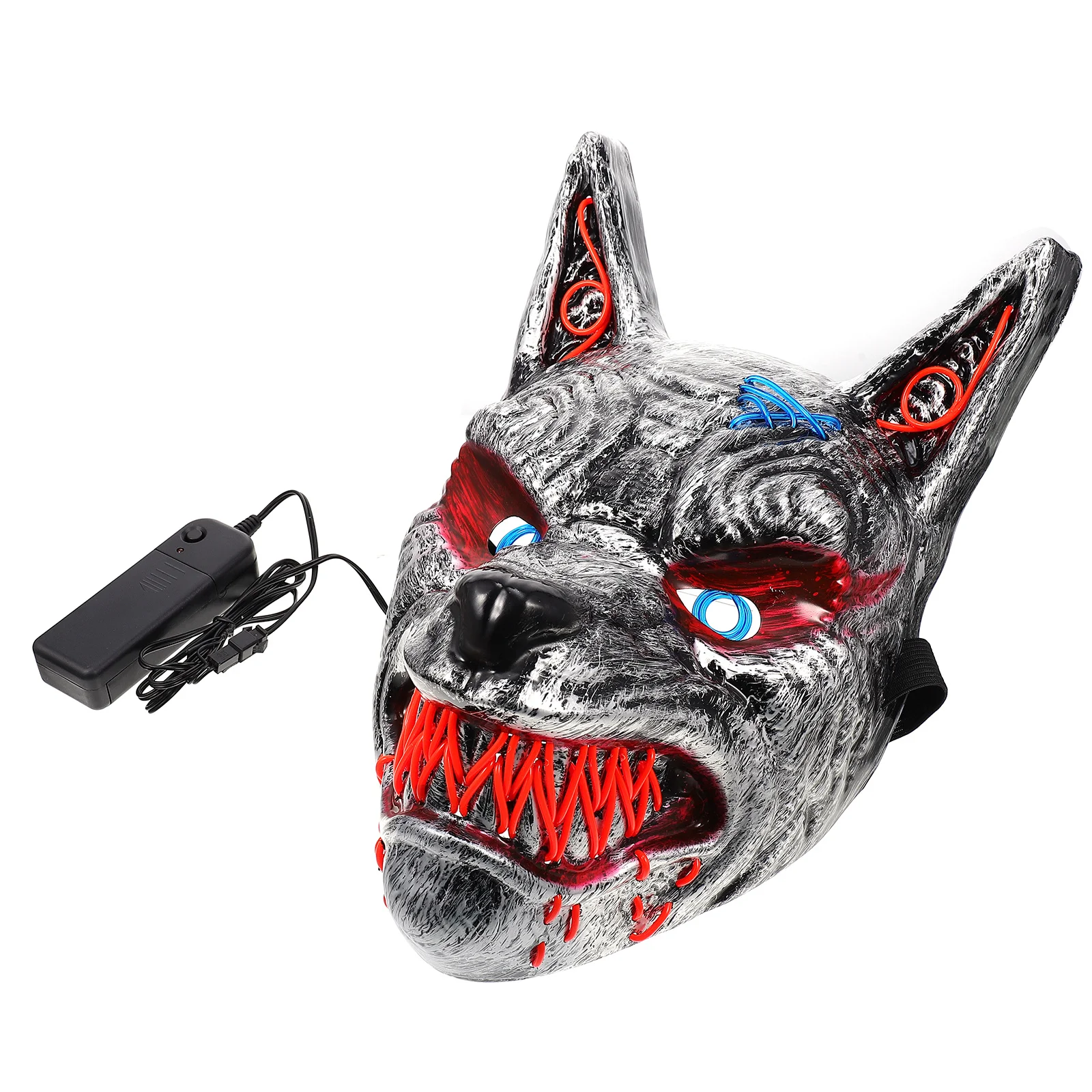 1Pcs LED Halloween Mask Wolf Head Glow Mask Light Up Scary Horror Party Supplies Costume Party Supplies Face Cover for Halloween