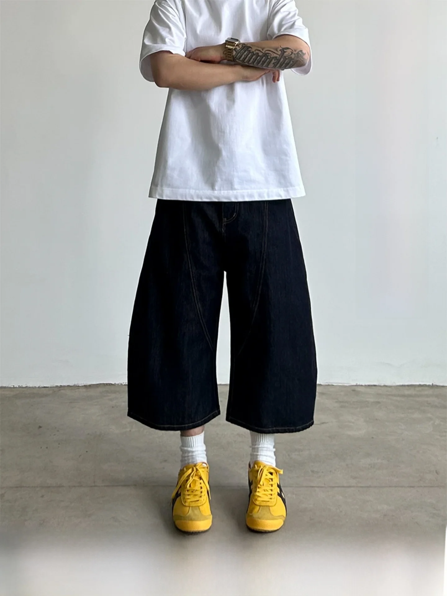 

American Sle Original Jeans Bla Seven-Five Casual Loose Wide Leg Design orts BBCN STORE Cotton Polyester Fiber