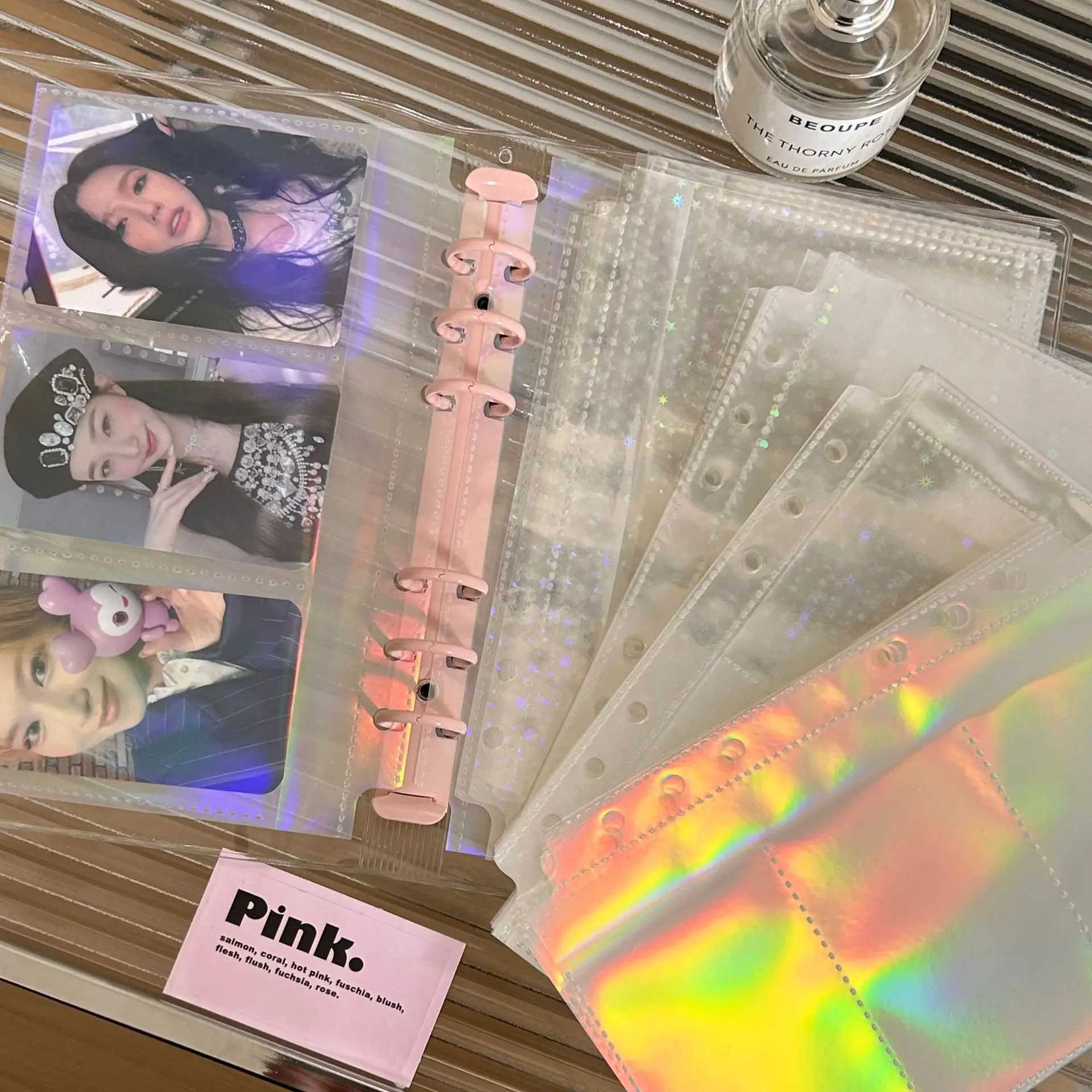 A6 Laser 6 Hole Binder Loose Leaf Photo Album 3 Inch 6 Inch Photocard Binder Replacement Pages Card Storage Organizer Album