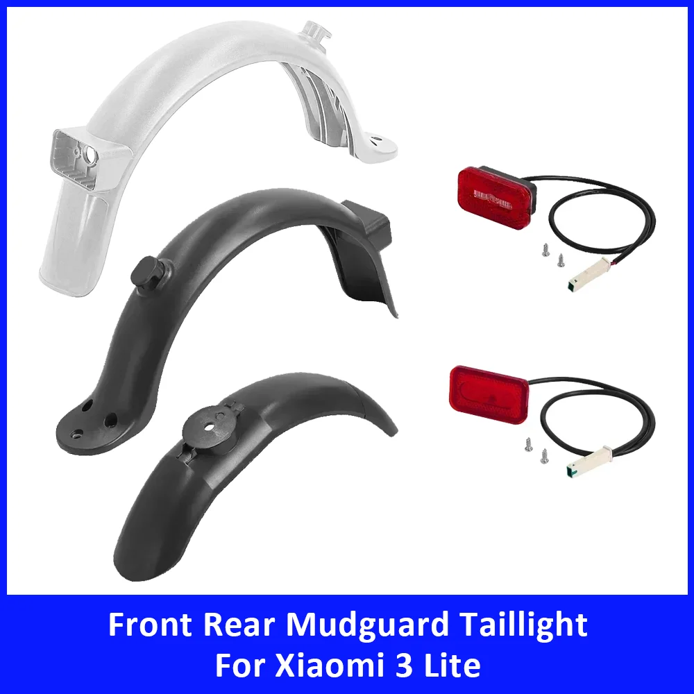 Kickscooter Front Rear Mudguard for Xiaomi Mi3 Lite Rear Fender with Taillight Replacement Electric Scooter Accessories Parts