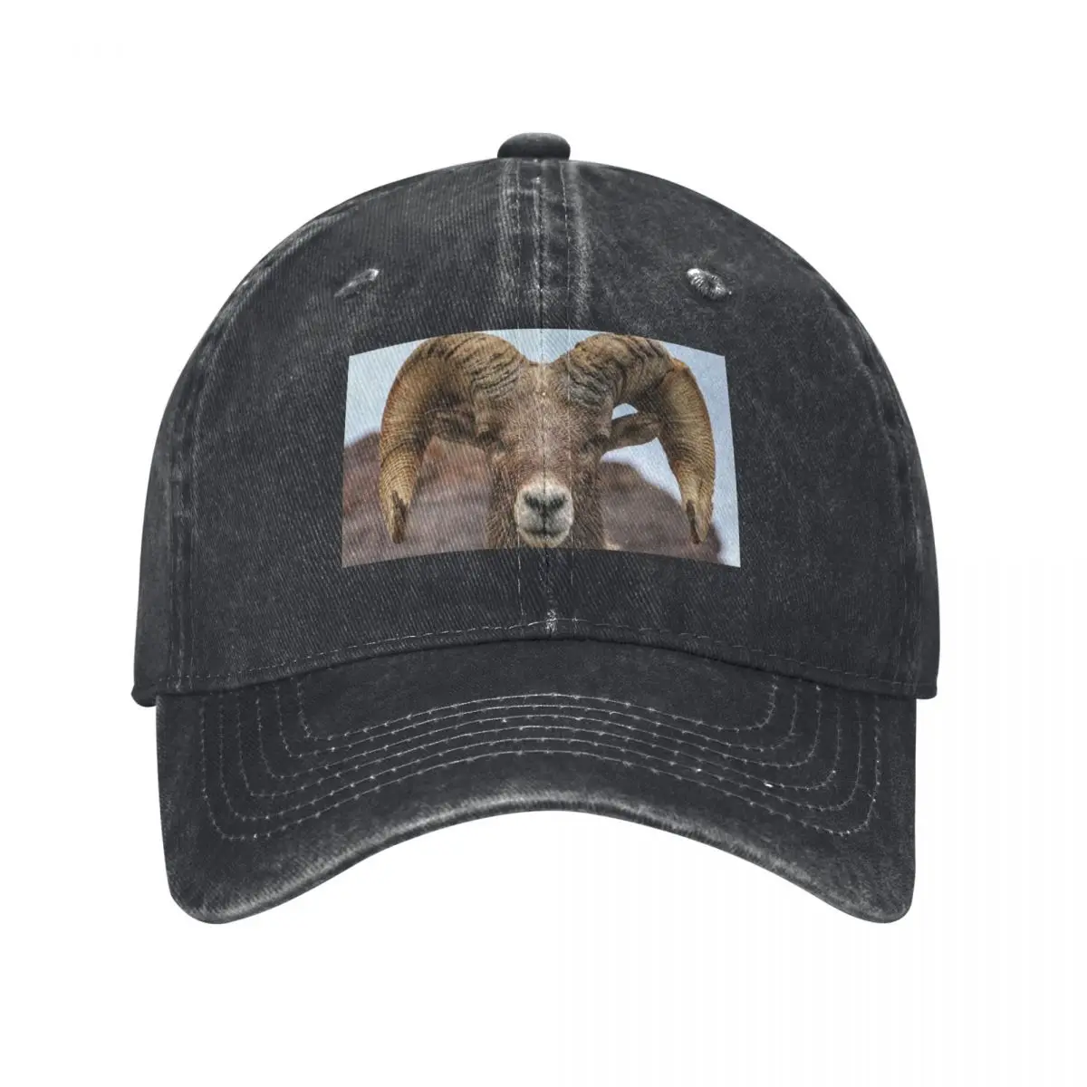Bighorn ram headshot Baseball Cap derby hat Sunhat Horse Hat Women's Golf Clothing Men's