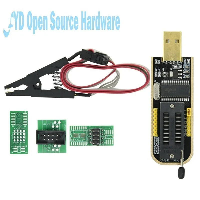 CH341 24 25 Series EEPROM Flash BIOS USB Programmer Module + SOIC8 SOP8 Test Clip For EEPROM 93CXX / 25CXX / 24CXX