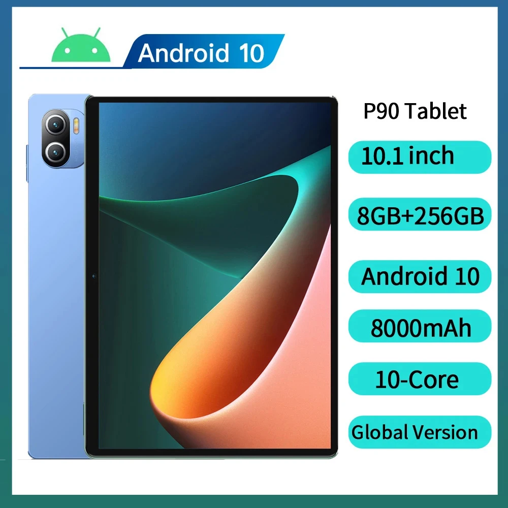 Originele Nieuwe-P90 Tablet 8Gb Rom 256G Android 10 Ips 1920X1080 Display Google Play Educatie Leren 8000Mah Batterij