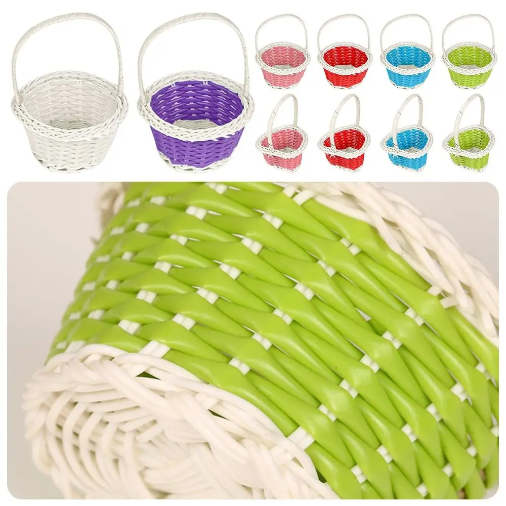 

Beautiful Hand Made Flower Storage Basket Round/Heart Shape With Handle Wicker Flower Basket Rattan Woven