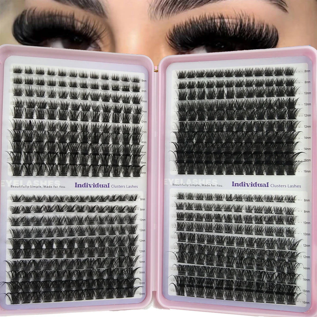 640Individual 40 filas grupo de pestañas D Curl Mix grapadores de pestañas 3D Wispy DIY extensión de pestañas pestañas naturales reutilizables libro de pestañas