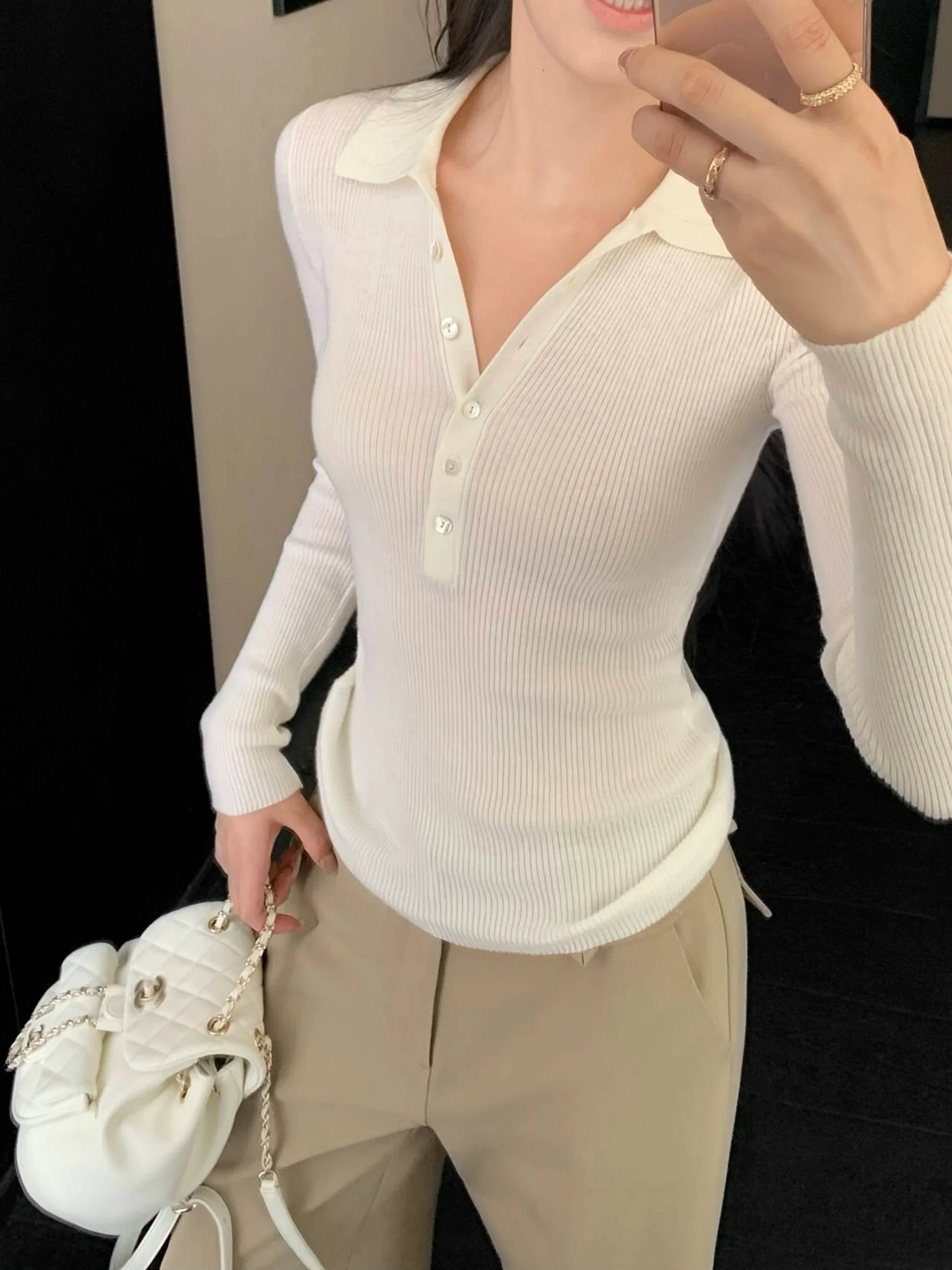 

Женская приталенная рубашка 5werkwen с длинным рукавом, на пуговицах, из шерстяной смеси, повседневная, однотонная