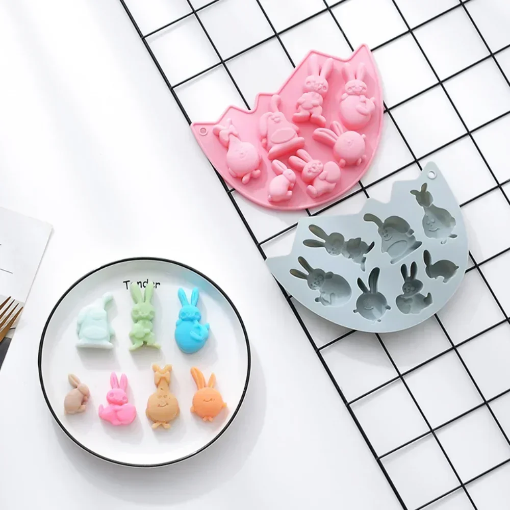 

New Easter Rabbits Silicone Mold Bunny Eggs Flower Shape Fondant Chocolate Cookies Mould Easter Candy Cake Kitchen Baking Tools