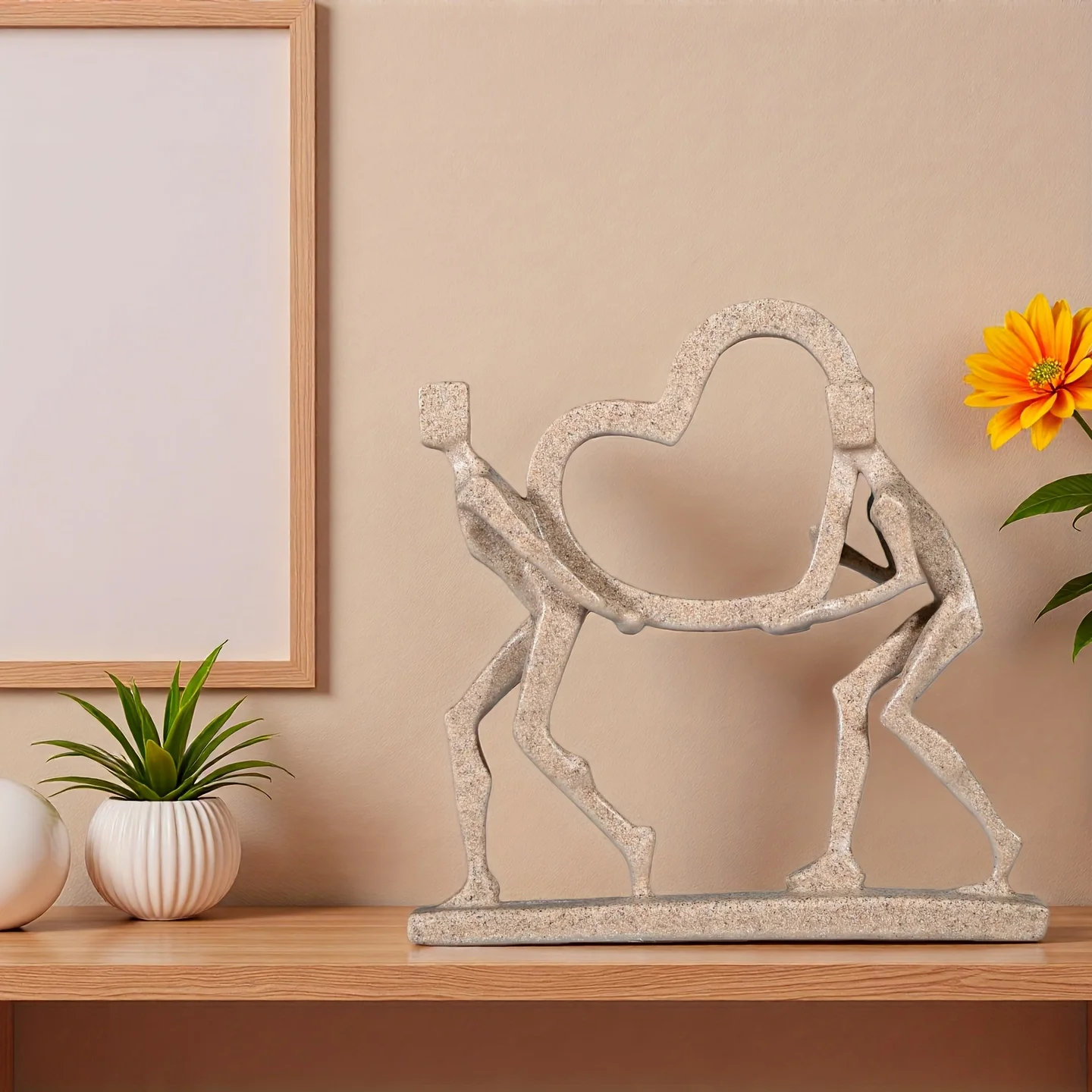 Abstract Couple Heart Decor Statue Home Office Tabletop Ornament Minimalist Resin Romantic Tabletop Decorative Sculpture Gift