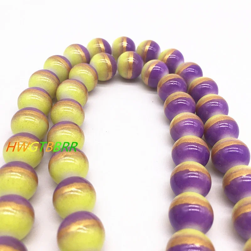 10/12mm Three-colour Glass Beads Loose Spacer Painted Pearl Charm DIY Jewellery Making