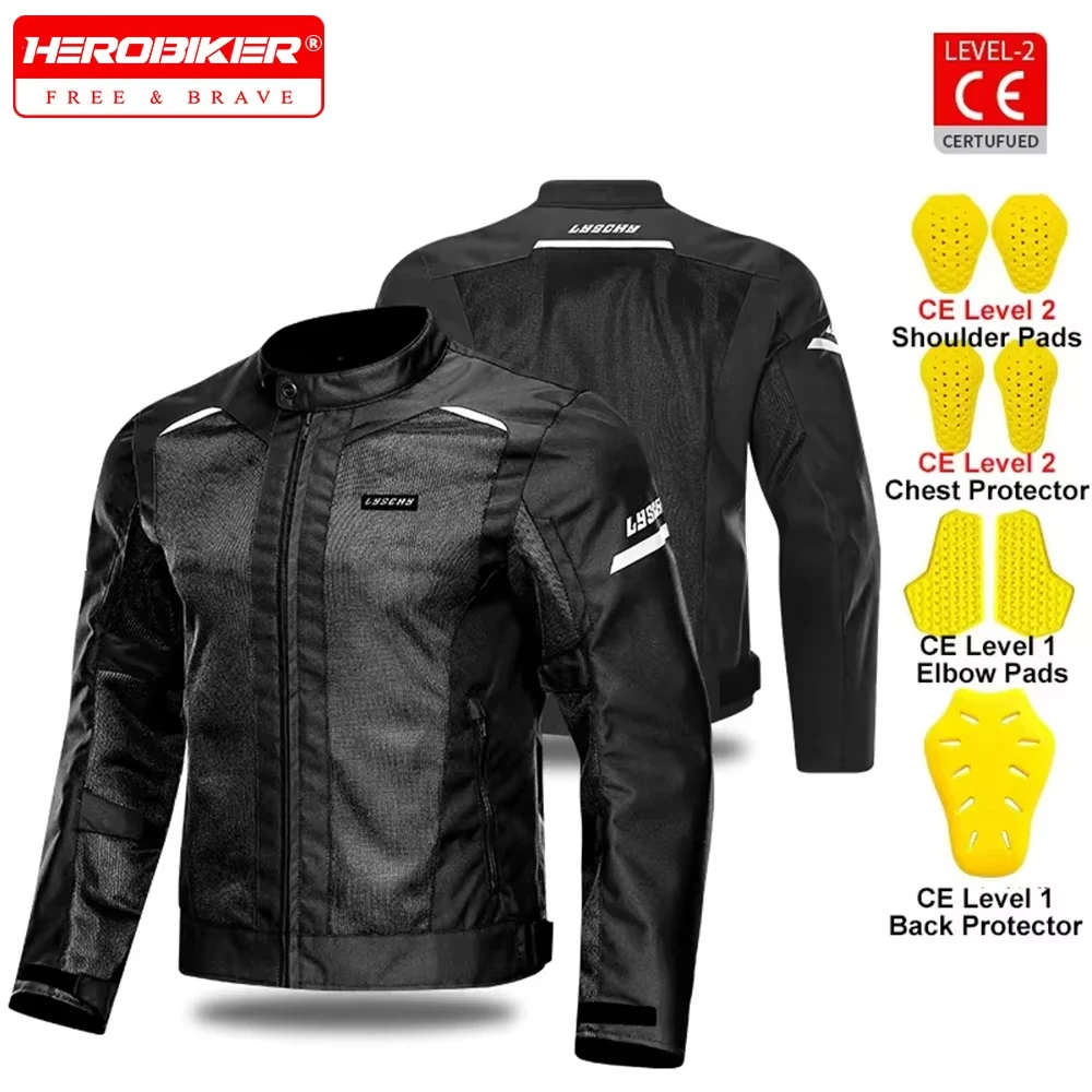 

LYSCHY Motorcycle Jacket Man Woman Summer Breathable Mesh Motorcycle Riding Jacket Anti-fall CE Level Motorcycle Protect Gear