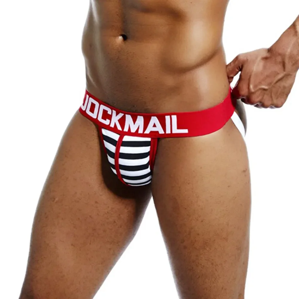 

Men's Panties Jockstrap Athletic Supporter Cotton Striped Underwear Gay Thong Man Briefs Underpants Pouch Cuecas Thongs Homme