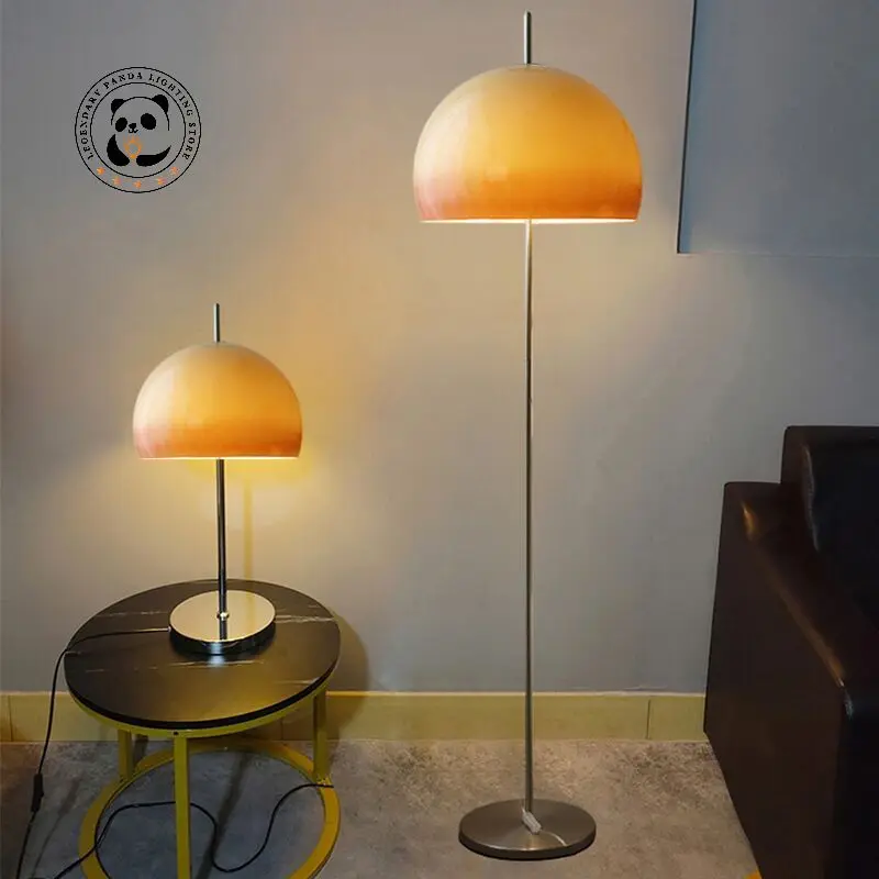 Lampu lantai LED Vintage Wabu-sabi, lampu berdiri sudut E27 dekorasi ruang tamu/Model, lampu lantai kilau oranye untuk kamar tidur Hotel klub Bar