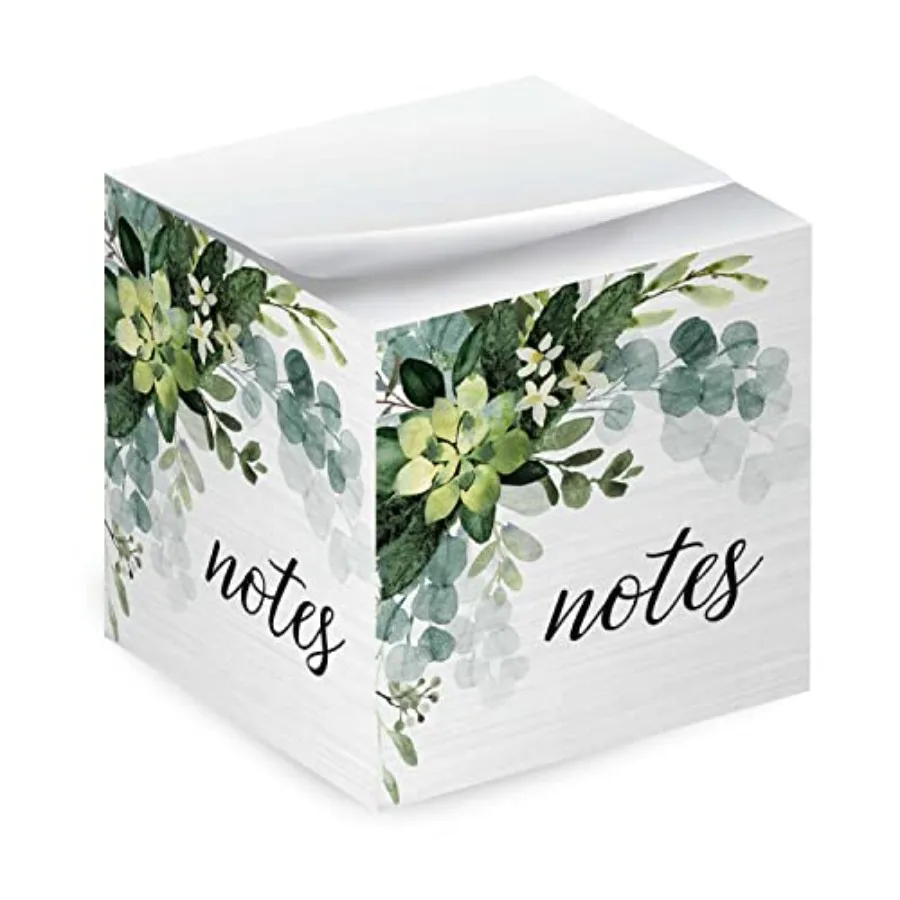 

Sticky Note Cube/ 600 Sheets/ 2.75" Memo Block Printed On 4 Sides/Trendy Botanical Design/Made in The USA