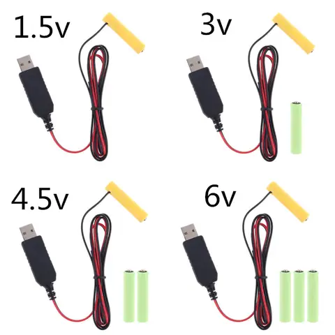 LR03 AAA 배터리 제거 USB 전원 공급 케이블, 전기 장난감 손전등 시계 LED 등용, 1.5V AAA 배터리 교체