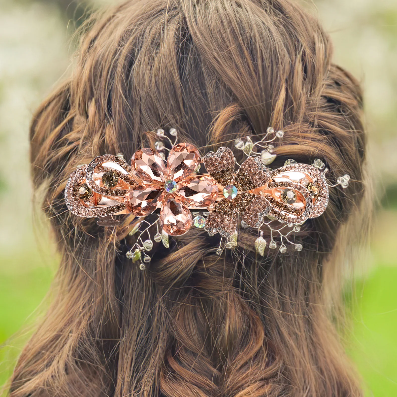 

Rhinestone Clip Metal Flower Barrette Spring Clamp For Women Aesthetic Hair Accessories Styling Tool For Thick Hair