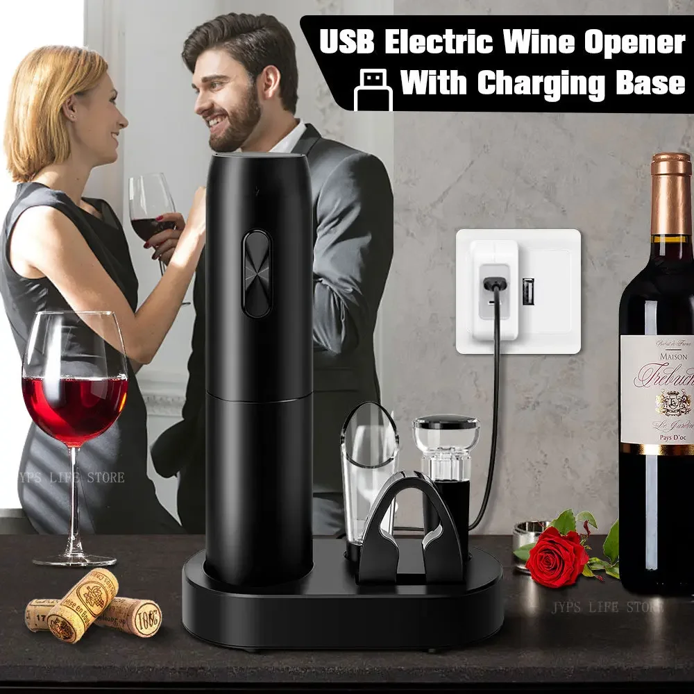 5 In1 Electric Wine Opener USB Rechargeable Wine Corkscrew One-click Button Automatic Bottle Opener For Party Wine Accessories