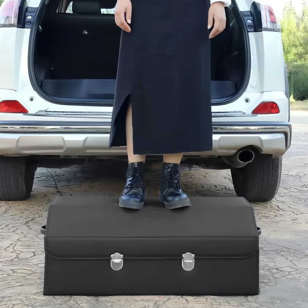 

Auto Multiues Tools Storage Box PU Leather Folding Auto Organizer Box Foldable Car Storage Box for SUV Cars Stowing Tidying