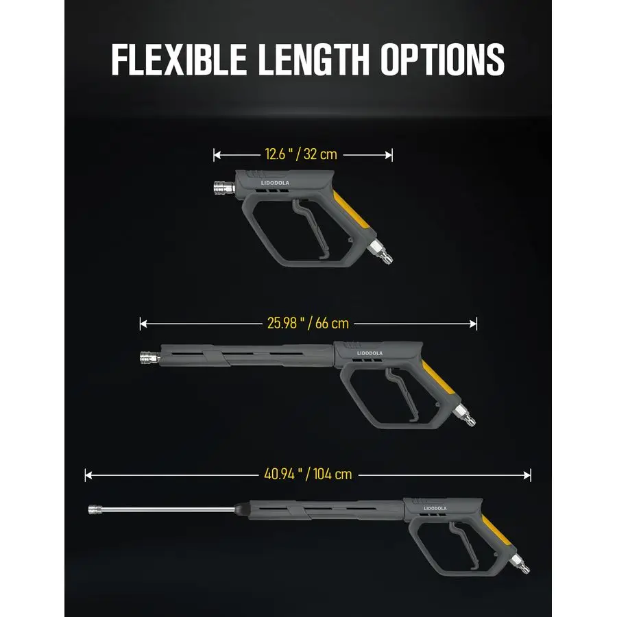 مسدس غسالة الضغط 5000 رطل لكل بوصة مربعة مع مسدس غسالة دوار عالي الطاقة مع 3 قابس ذكر، 5 أطراف فوهة، ميزات 3 أطوال قابلة للاختيار، E #4