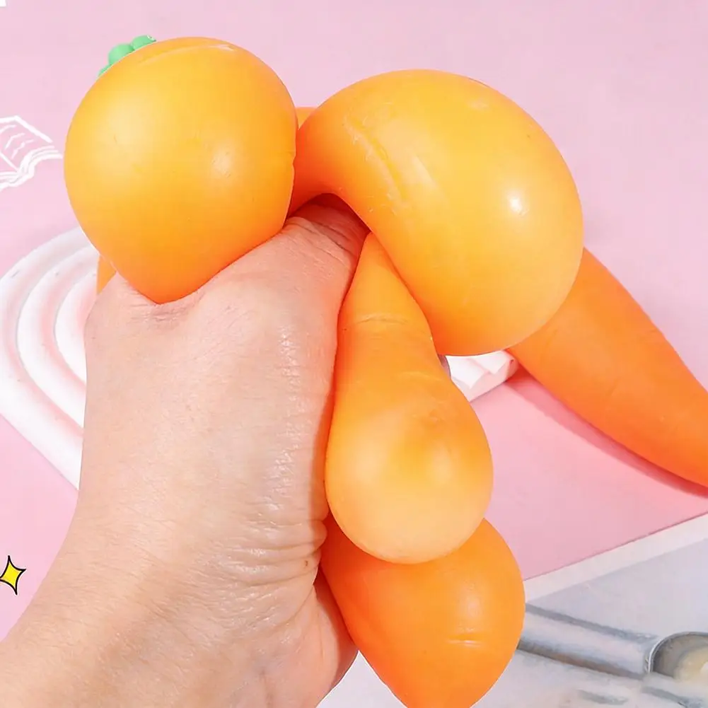 Carrot Pulling Slow Rise Squishy Toy for Kids & Adults - Memory Sand Gel Stress Relief Prank Fun, Fidget Toy