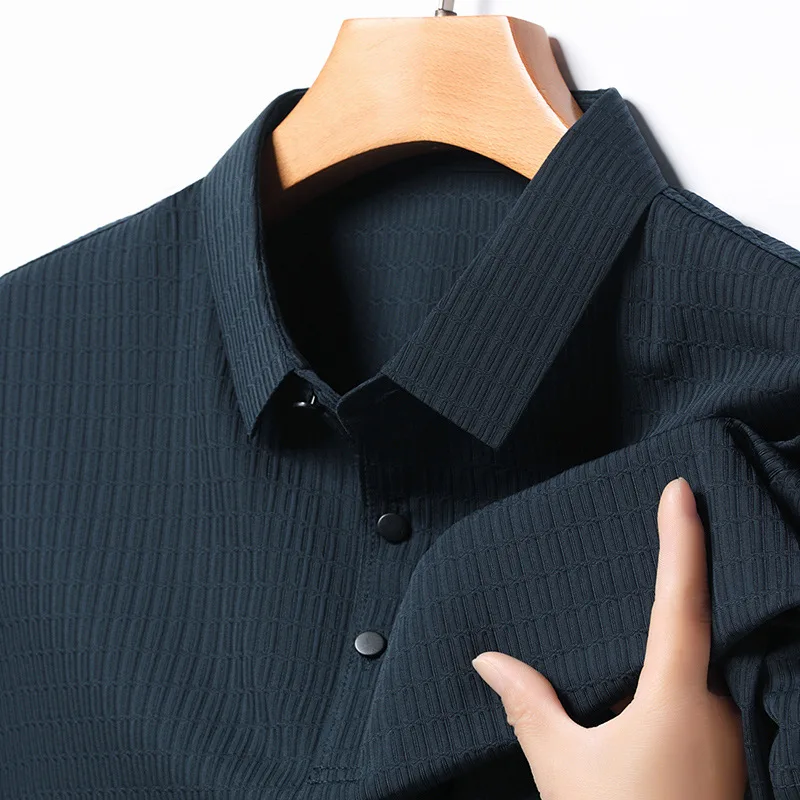 

Summer New Men's Polo Shirt 2024 Business Casual Short-sleeved Lapel Thin Section Breathable High-grade Silk Men Shirt