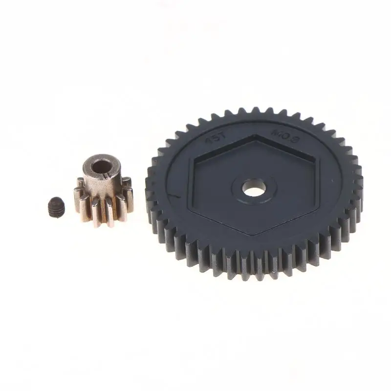 1/2Pcs 11/45T Harden Steel Spur Gear 45T 0.8M 32P Motor Pinion Gear Kit For 1/10 RC Crawler TRX4 TRX6 Upgrade Parts 8053 6747