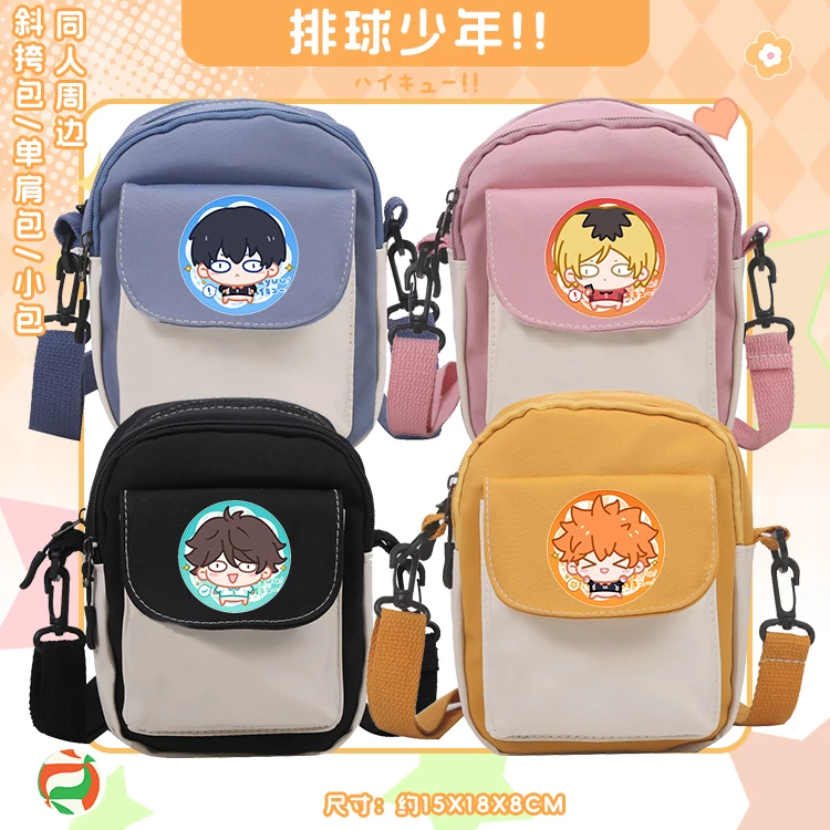 

Anime Haikyuu!! Shoyo Hinata Tobio Kageyama Kei Tsukishima Cosplay Hallowmas Canvas Coin Purse Large Capacity Messenger Bag