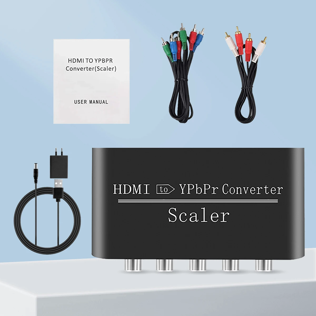 Konwerter wideo 1080P HDMI na komponent Adapter HDMI na YpbPr RGB 5RCA z funkcją skalera z zasilaczem Kabel audio 3RCA