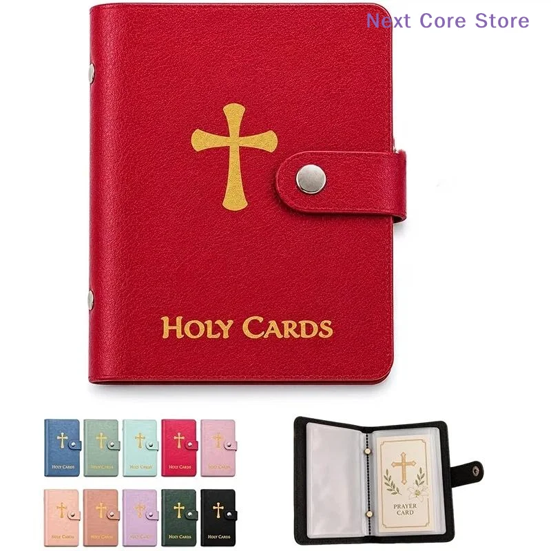 [NC]Leather Holy Card Holder Pocket Prayer Card Organizer With Snap Closure Waterproof Large Capacity Card Collection[NC]