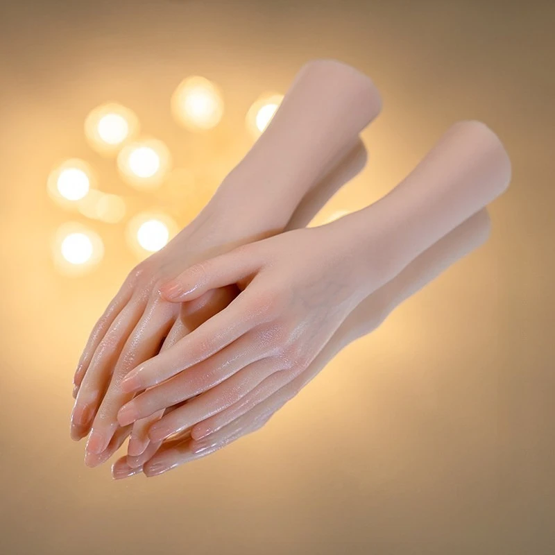 New Silicone Female Prosthetic Hand Model Bendable Simulation Jewelry Live Display Manicure Practice Hand Model Handmade