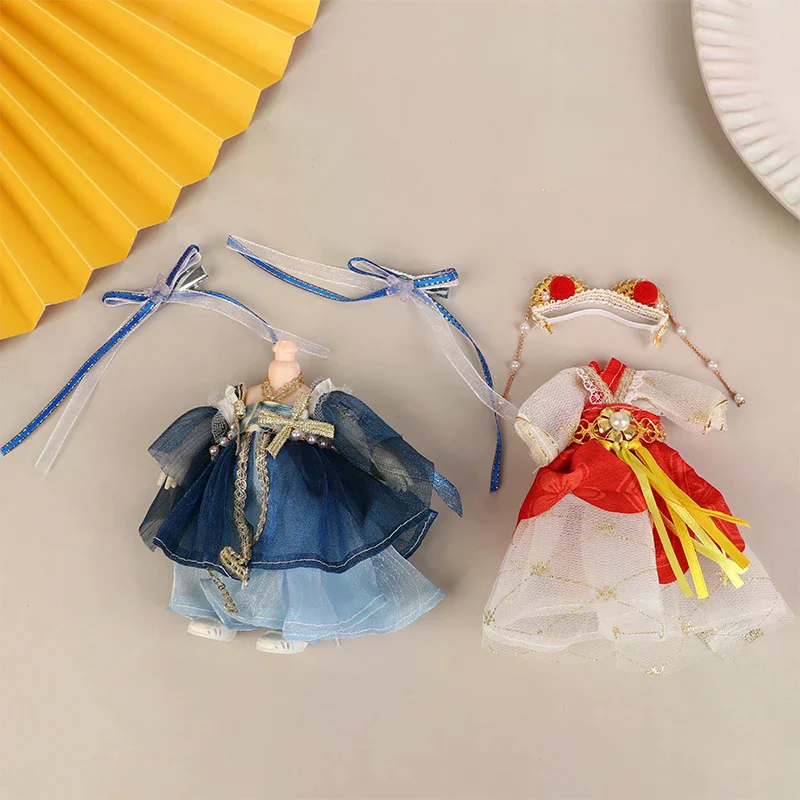 16CM Chinese Style Doll Hanfu Clothing Dress Doll Ancient Costume Gown Dolls Clothes Accessories Dress Up Toys  For Girls