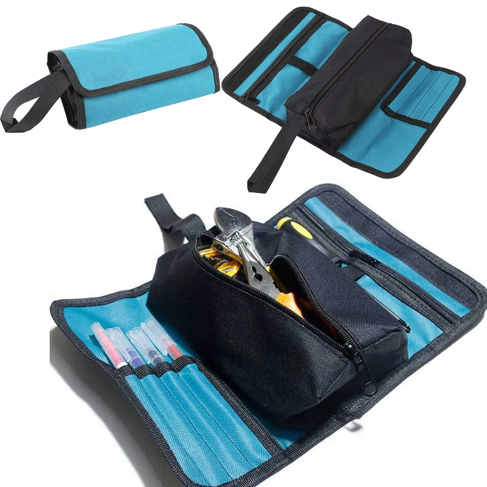 

Portable Tool Roll Bag Zipper Organizer Durable Multi-Purpose Pouch for Electronic Tools Cosmetic Stationery