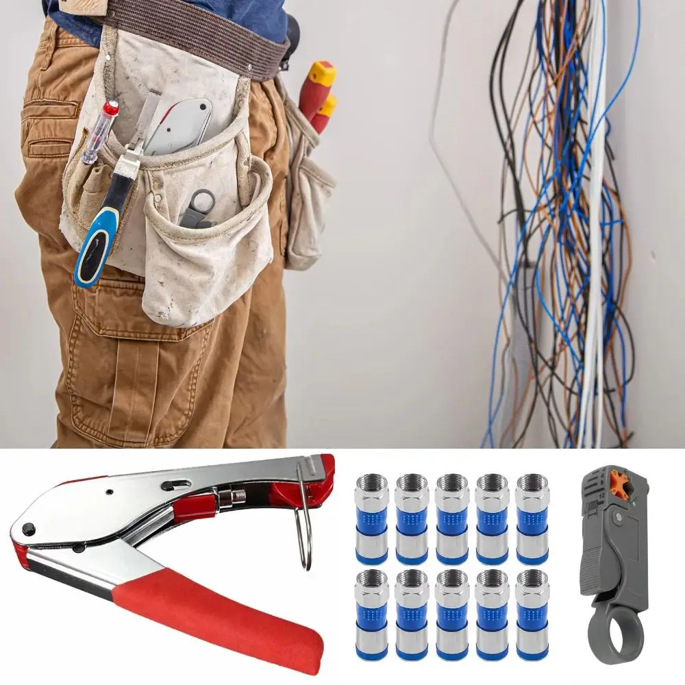 

Carbon Steel Coax Cable Crimper Multifunctional Wear-Resistant Wire Stripper Tools Set Coax Cable Extend Coaxial Compression