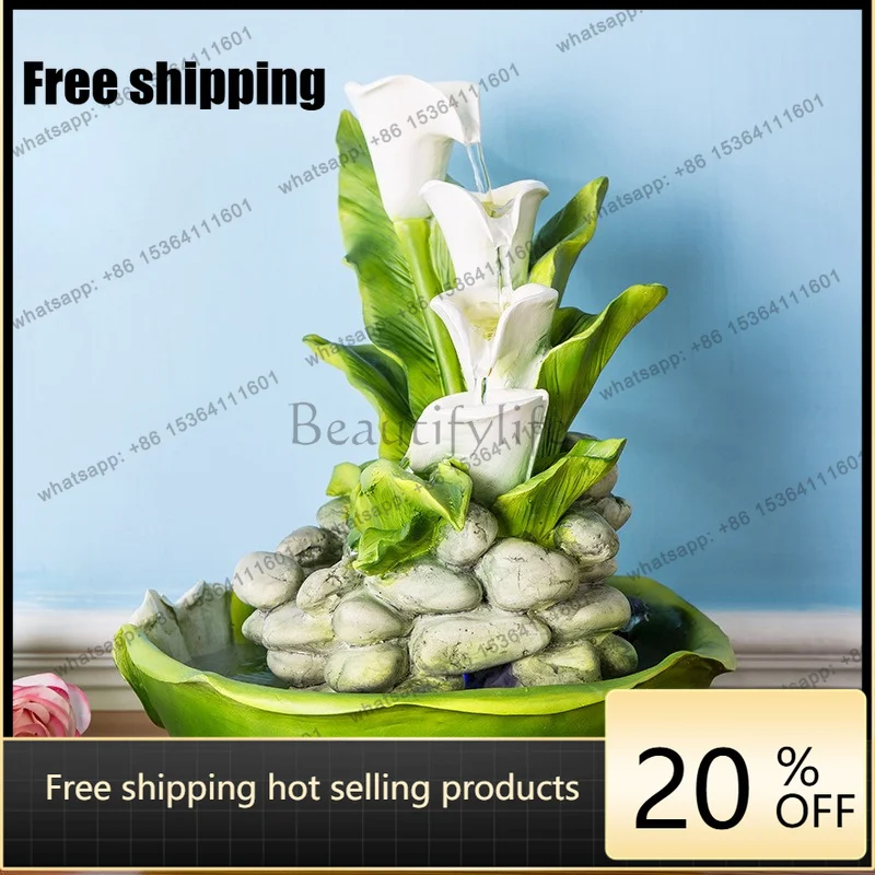 Flowing water fountain ornament feng shui living room resin crafts
