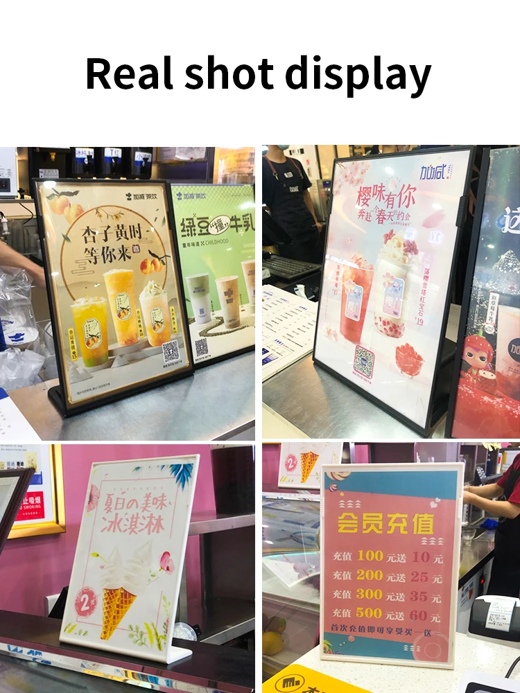 Acrylic Panel Menu Display Stand A4L-Shaped Vertical Table Card Table Brand High-End Plastic Wine Catalog Menu A5 Type Name Card