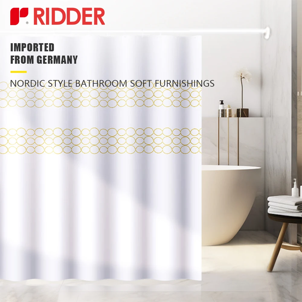 RIDDER Nordic Wind Shower Curtains Polyester Waterproof Thickening Bath Curtain With Hooks Rustproof Grommets Bathtub Curtains