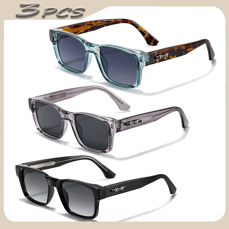 

1/2/3 PCS HBK Wholesale Vintage Square Sunglasses for Men Small Frame Gradient Lens Sun Glasses for Summer outdoor Beach Party