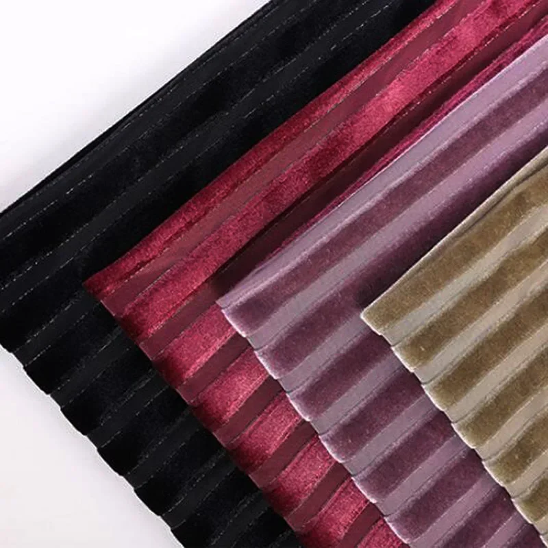 Bling Velvet Fabric Stripe Shimmer for Dress shirt Clothes Soft Home Textile Curtain