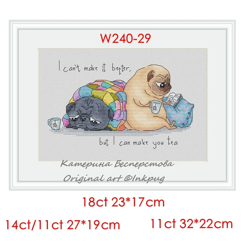 Cross Stitch Kit Puppy Series accompany 28ct 18ct 14ct 11ct Precision Printed Fabric Hand Embroidery Material Kit