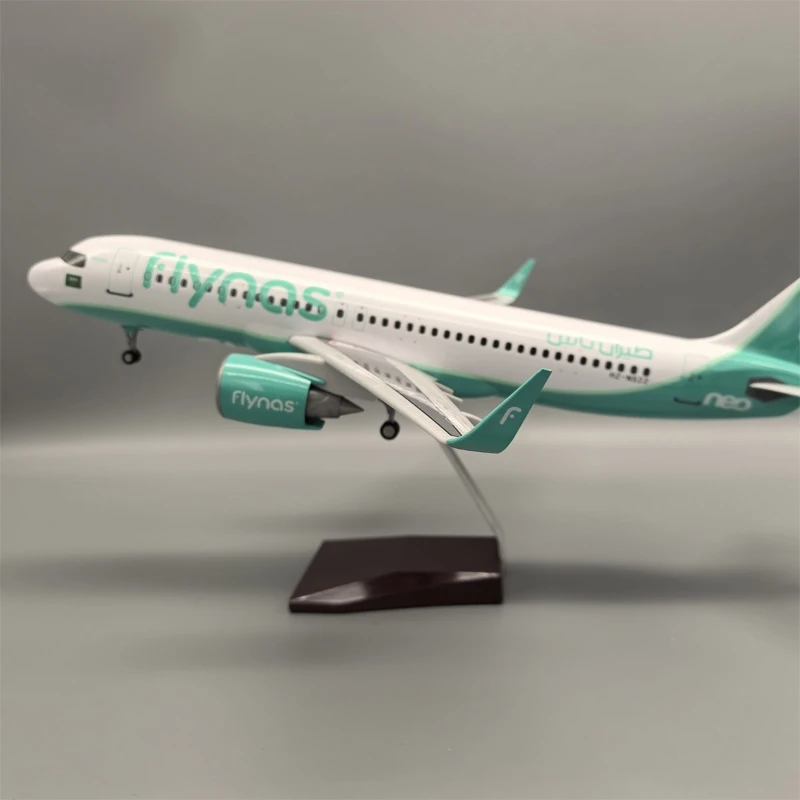 Plane Scale 47cm Aircraft Flynas Airbus Airplane Saudi Nas A320neo Model Diecast Resin Aircraft W Led Display Collection