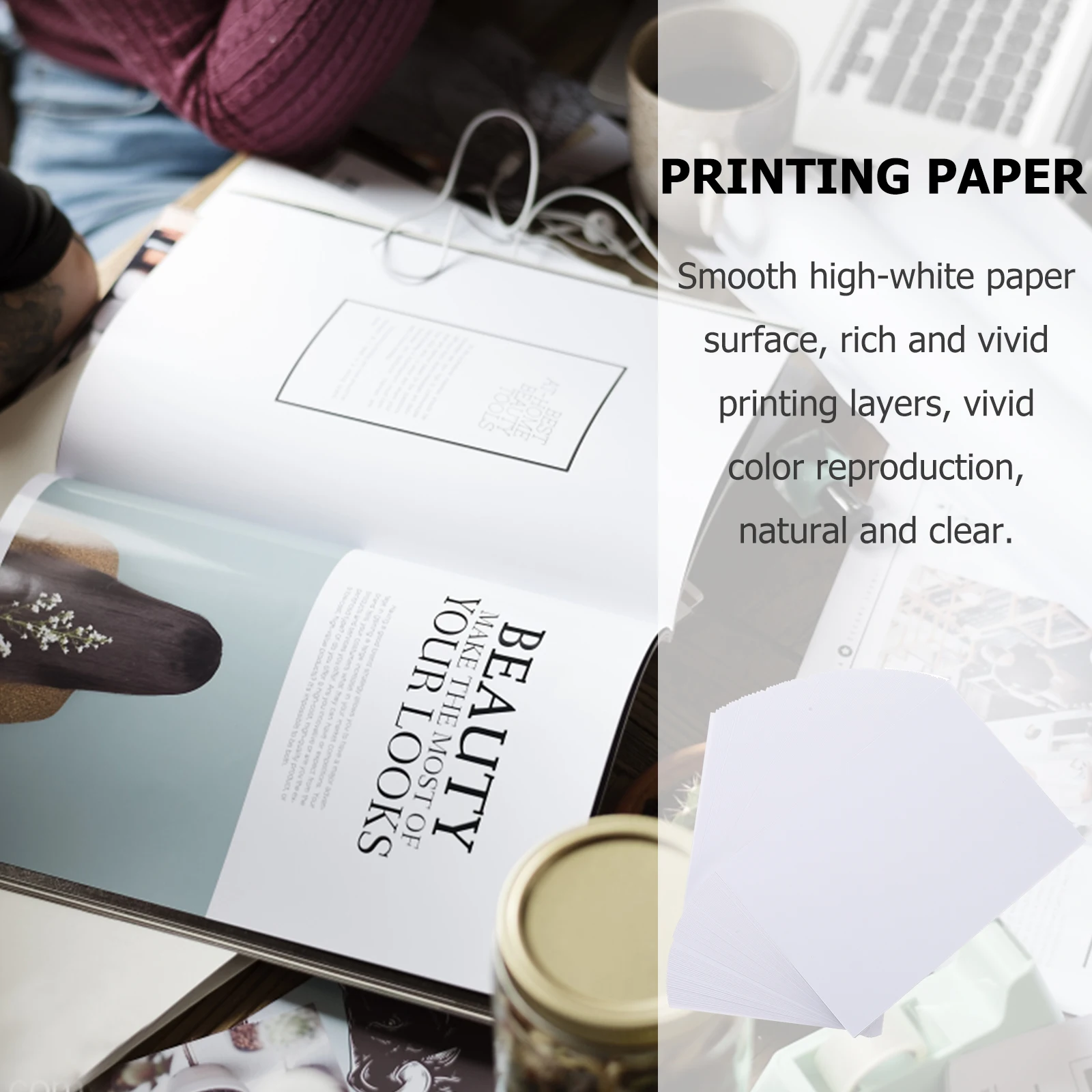 

100pcs Print Photo Paper Double Sided Coated A5 Digital Colorful Printing Paper for Business Cards Recipes Neat Trimming