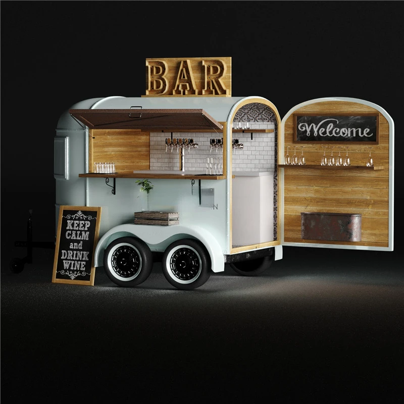 Customized Fast Food Cart Mobile Bar Beer Truck Hamburger Drinks Ice Cream Hot Dog Cart Snack Food Trailer Fully Equipped