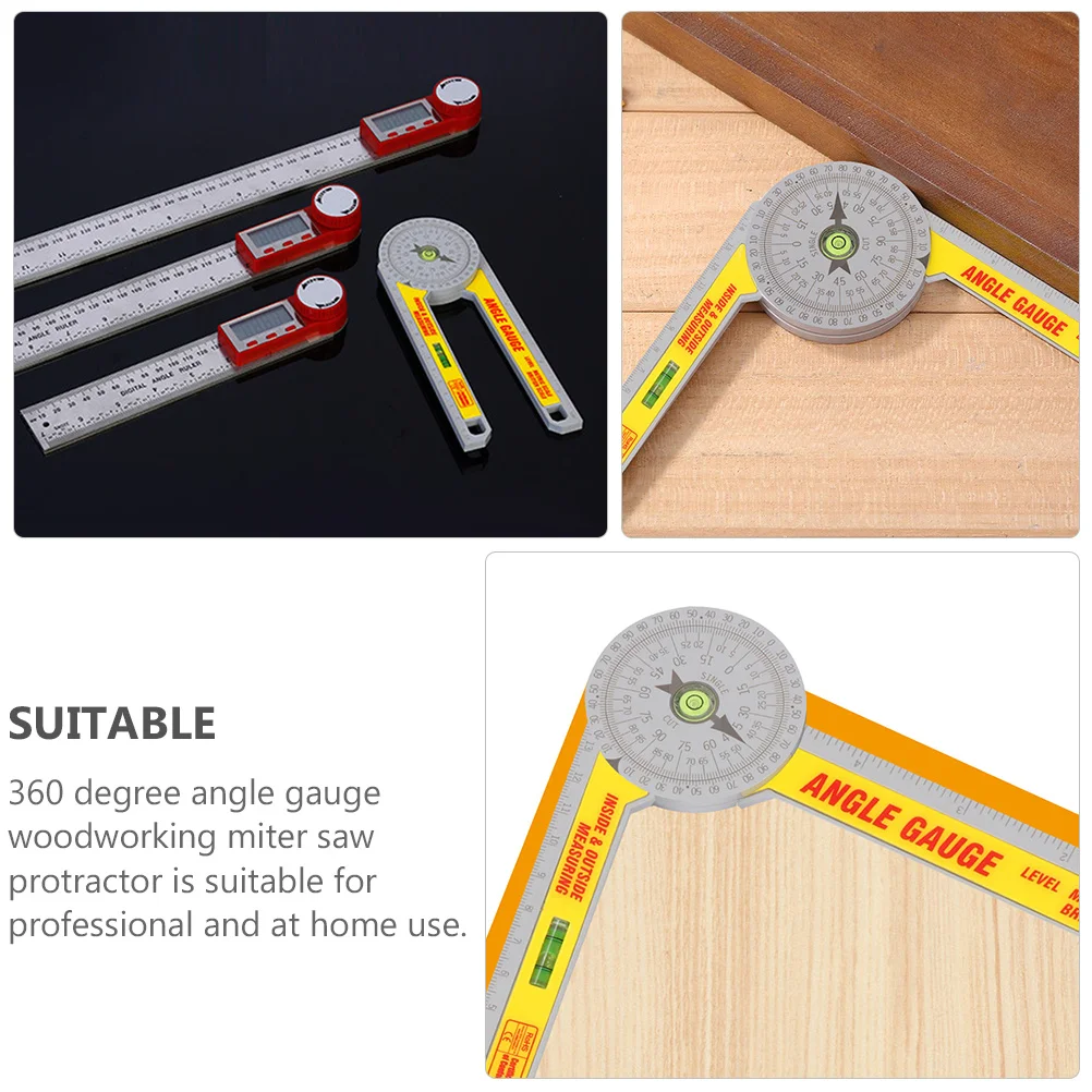 

1pc 360 Degree Angle Gauge Plastic Stainless Steel Protractor For Woodworking Measuring Tool Angle Finder Ruler Carpentry Use