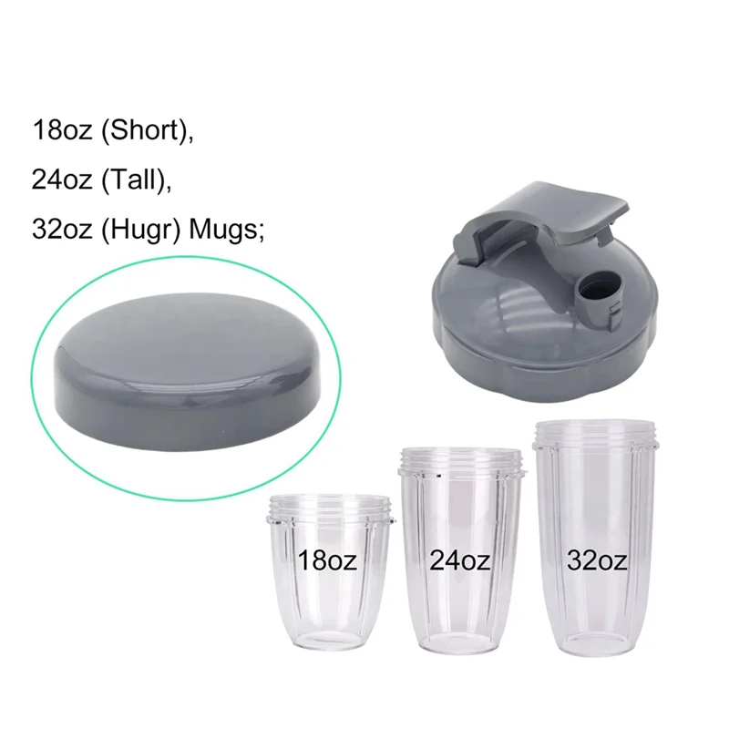 Y15A 2X Kubki do blendera Płaska pokrywa i pokrywa typu Flip Top To-Go Części zamienne kompatybilne z sokowirówką Nutribullet Blender 600W 900W